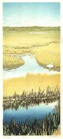 Matt Brown Woodblock Print Egret