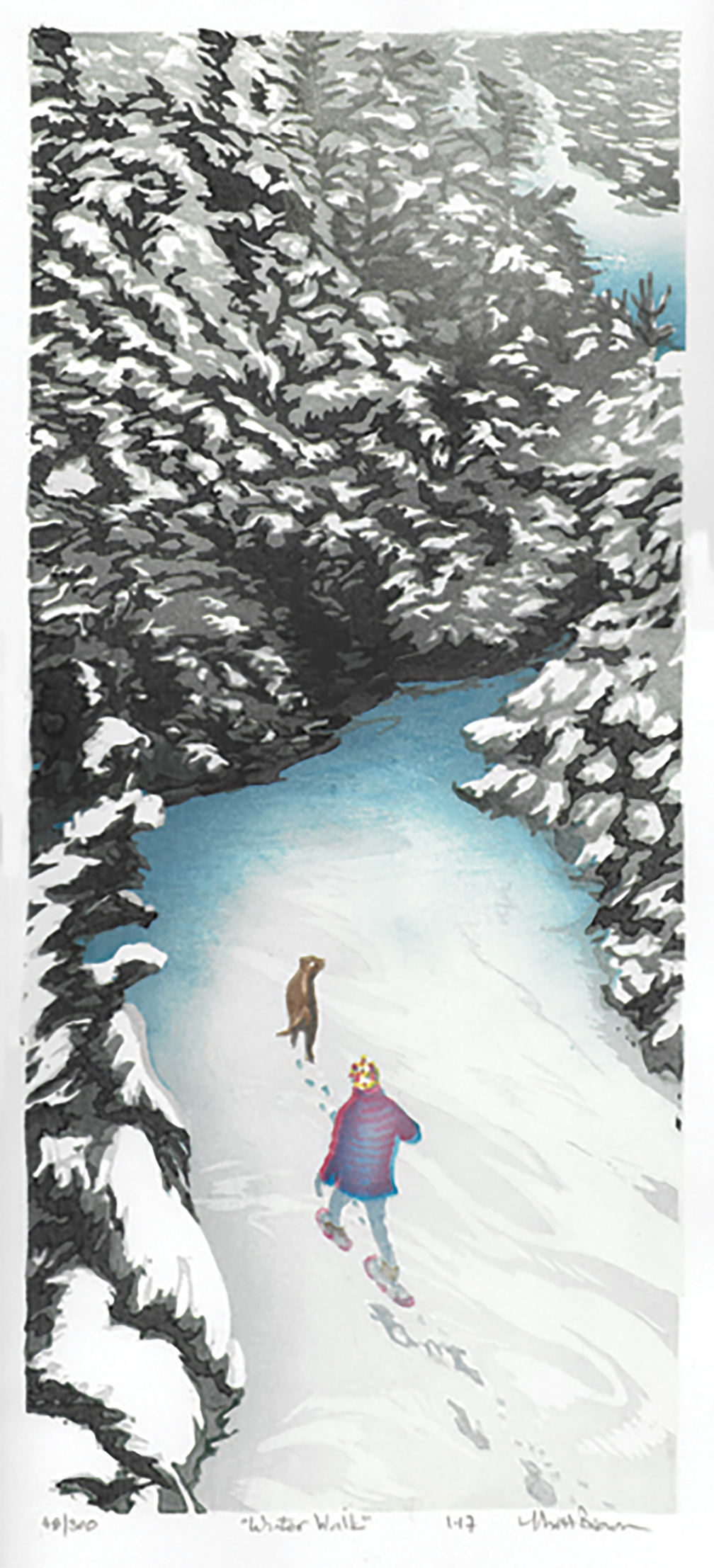 Matt Brown Woodblock Print Winter Walk