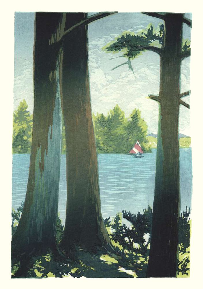Matt Brown Woodblock Print Pines Of Winnipesauke, 2nd state